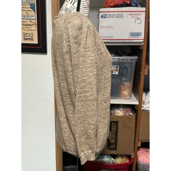 J CREW WOMEN'S TAN BEIGE MARLED LINEN BLEND ZIP UP CARDIGAN JACKET SWEATER S - Picture 8 of 11